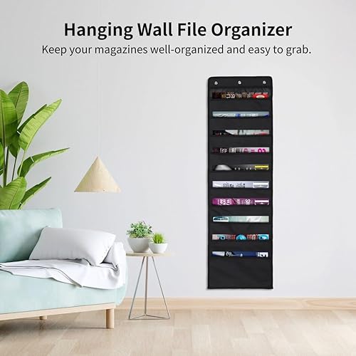 Miniatura 2 de Homaisson Paquete de 4 organizadores colgantes de pared con 12 ganchos de metal, tablas de bolsillo de almacenamiento Oxford 600D resistentes,