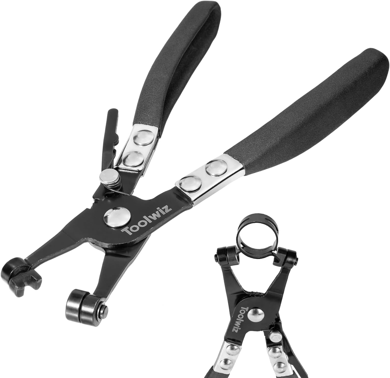 Toolwiz Horse Clamp Pliers for Automotive Use - Hose Band Pliers, Installation and Removal Tool, Hose Clip Pliers for Swivel Flat-Band Clamps (Black) ASP-02