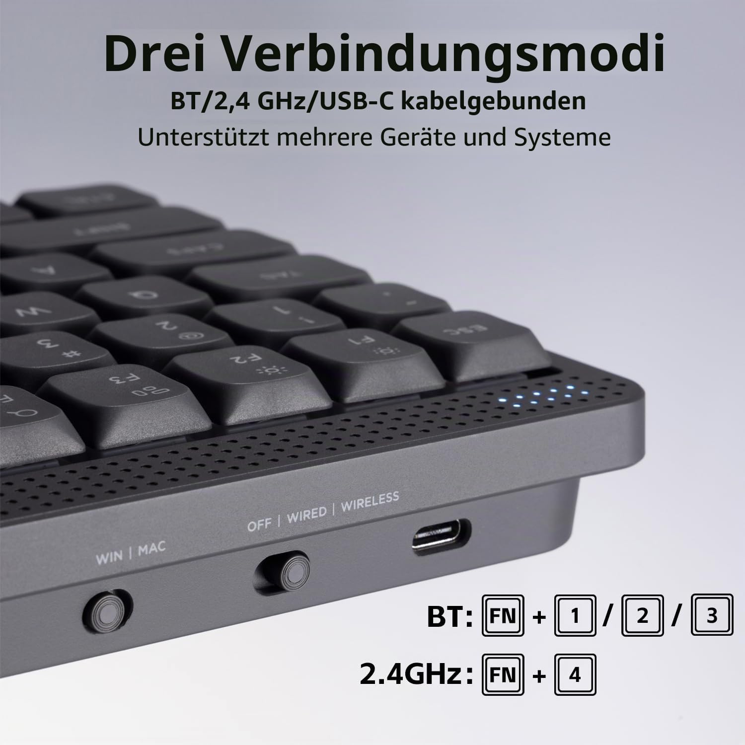 nuphy Node75 Low Profile Kabellos Mechanische Tastatur (Deutsches Layout) | 75% Hot-Swappable 84 Tasten Computer Gaming Tastatur, Unterstützt Touch-Gesten,Bluetooth/2,4 GHz/USB-C