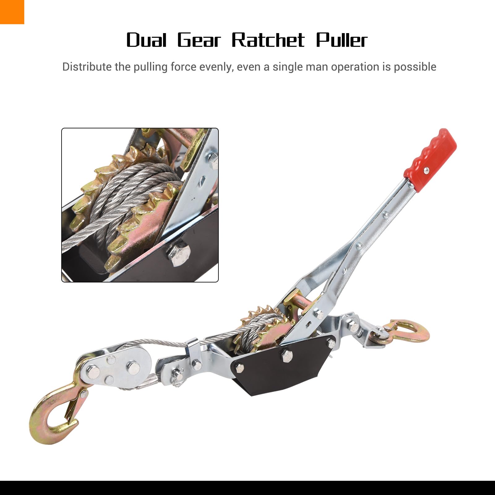 Dual Rim Puller Snapklik.com : 2 Ton Come Along Winch, Heavy Duty 2 Hook Steel Cable ...