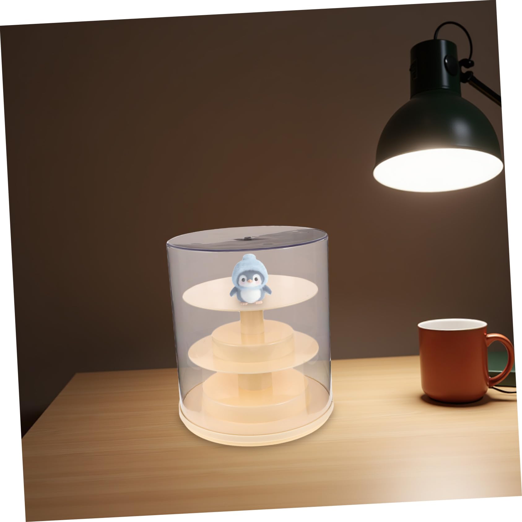 Vitrina Giratoria Transparente Caja Antipolvo para Minifiguras Vitrina de Colección para Exhibir Modelos Estante o Escritorio