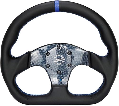 NRG Innovations NRG-RST-024CF-BL - Volante de fibra de carbono de 12.598 in, centro de fibra de carbono azul con marca central azul puntada azul,