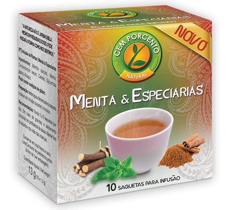 Cem Porcento - Mint and Spices Infusion/Minz- und Gewürzaufguss - 10 Teebeutel x 8 = 80 Teebeutel