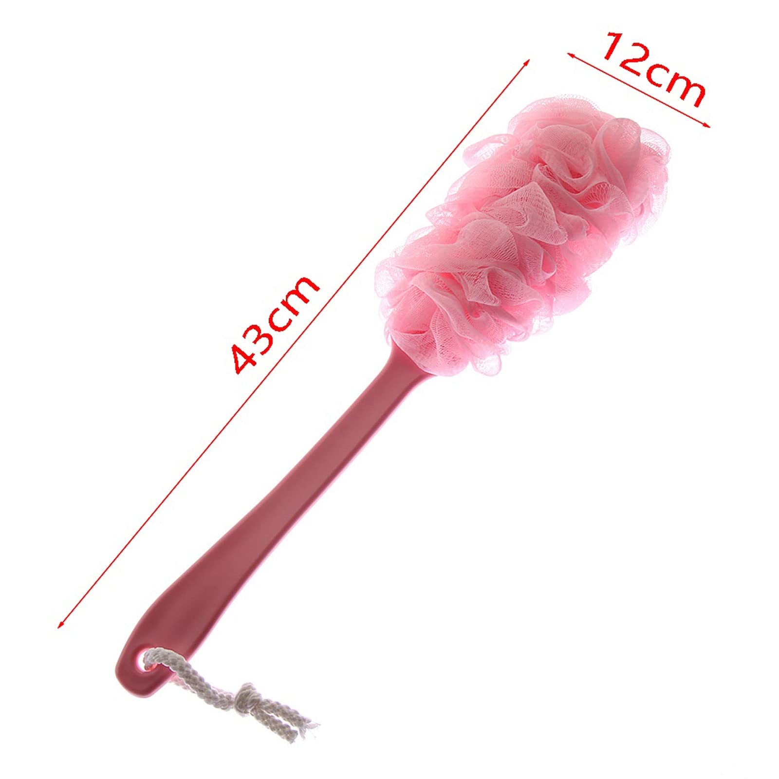 1 Cepillo de Malla Suave con Mango Largo para la Espalda, Esponja Exfoliante, Limpiador de lufa Colgante, Suministros de baño para Ducha y baño Corporal (Rosa)