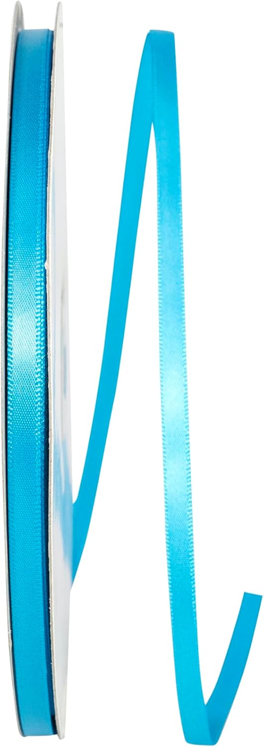 Reliant Ribbon 4950-913-01C Double Face Satin Ribbon, 1/4 Inch X 100 Yards, Turquoise