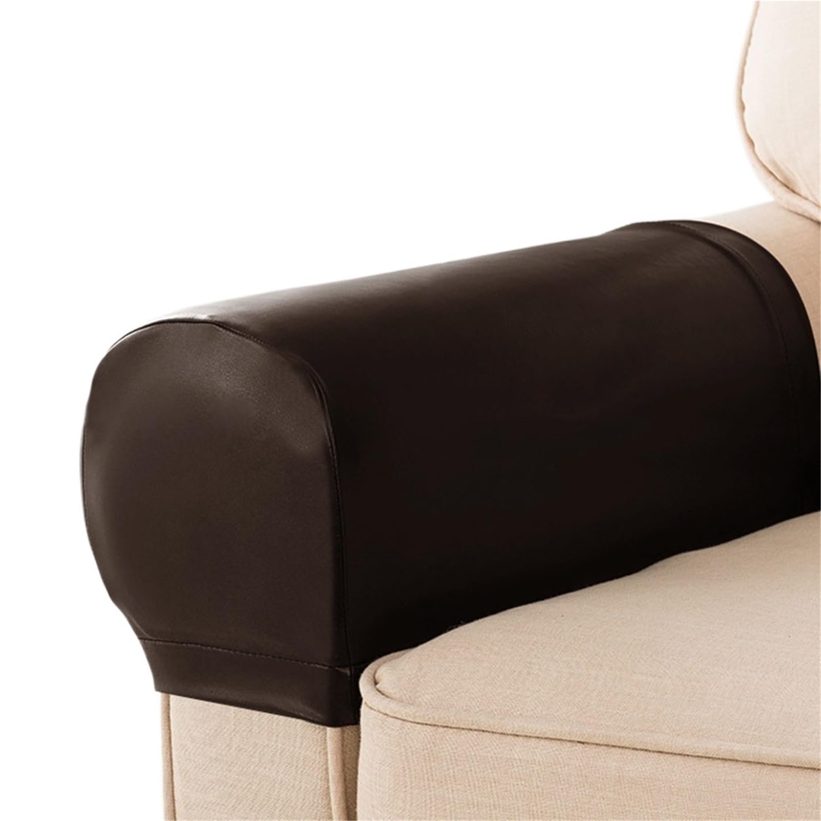 Couch Armrest Covers 2 Pieces PU Leather Multicolor(Dark Coffee)