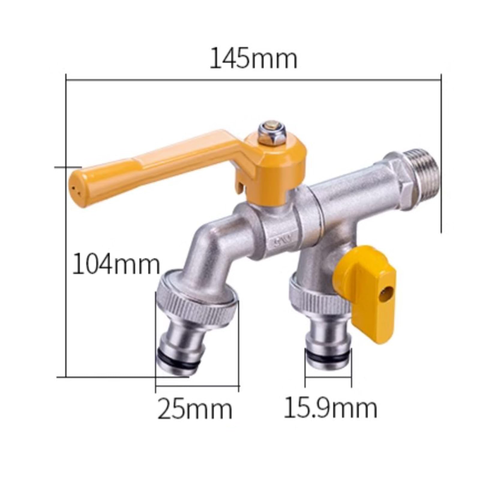 Rubinetto Da Giardino Esterno Valvola A Sfera in Ottone con Doppio Rubinetto Antigelo Da 1/2 Pollice per Irrigazione,Argento Cromato