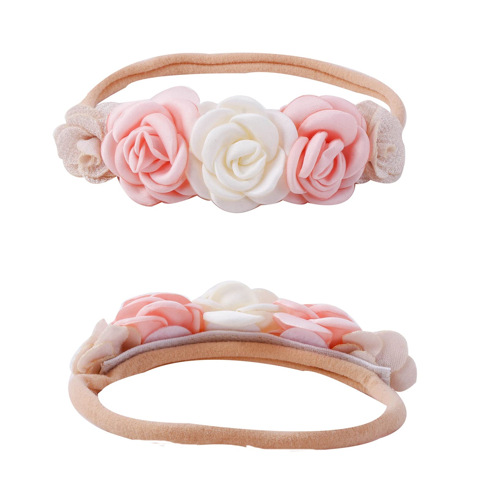 Diadema floral de nailon con corona de flores, 3 piezas de accesorios para el cabello, regalo para niñas, tamaño elástico, 3 piezas/juego