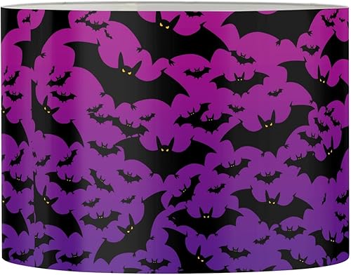 Yzaoxia Lámpara de mesa con estampado de murciélagos morados, pantalla de repuesto para lámpara de escritorio, pantalla de Halloween, cubierta de