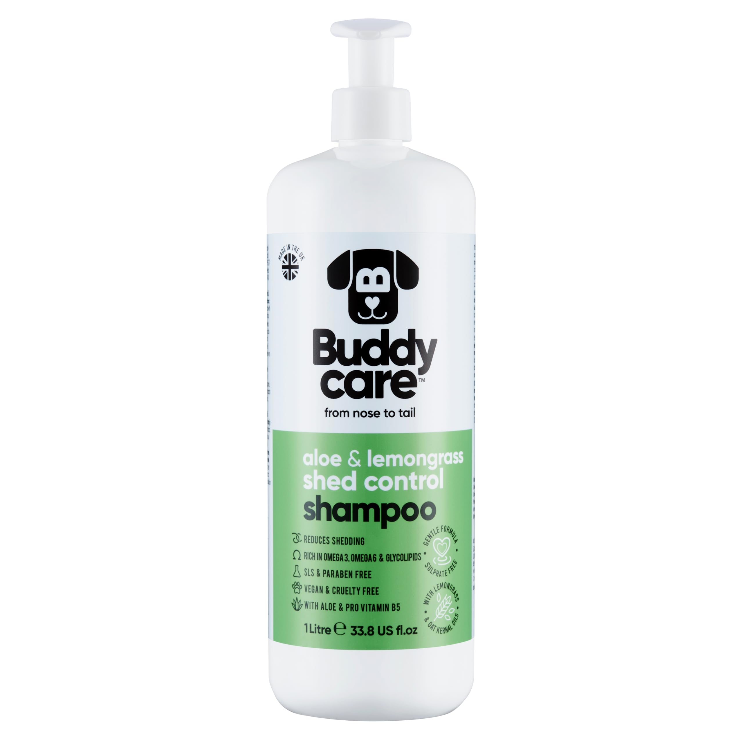 Shed Control Dog Shampoo by Buddycare | Aloe & Lemongrass Scented | with Aloe Vera and Pro Vitamin B5 (33.8oz)