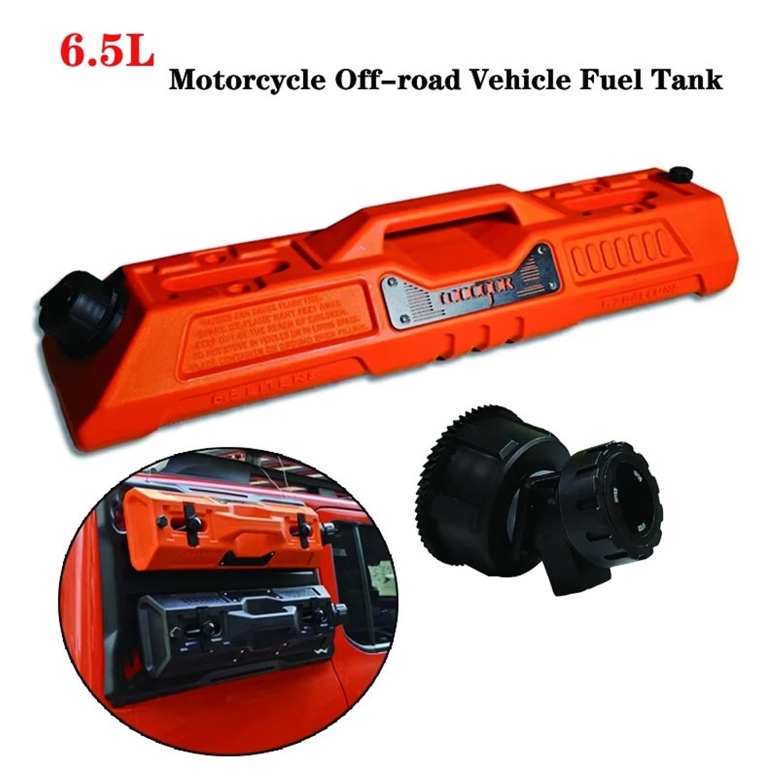 kanister na benzynę 6,5L przenośne plastikowe puszki Zbiornik paliwa gazowego do samochodu Zbiornik motocyklowy SUV(One line bracket)