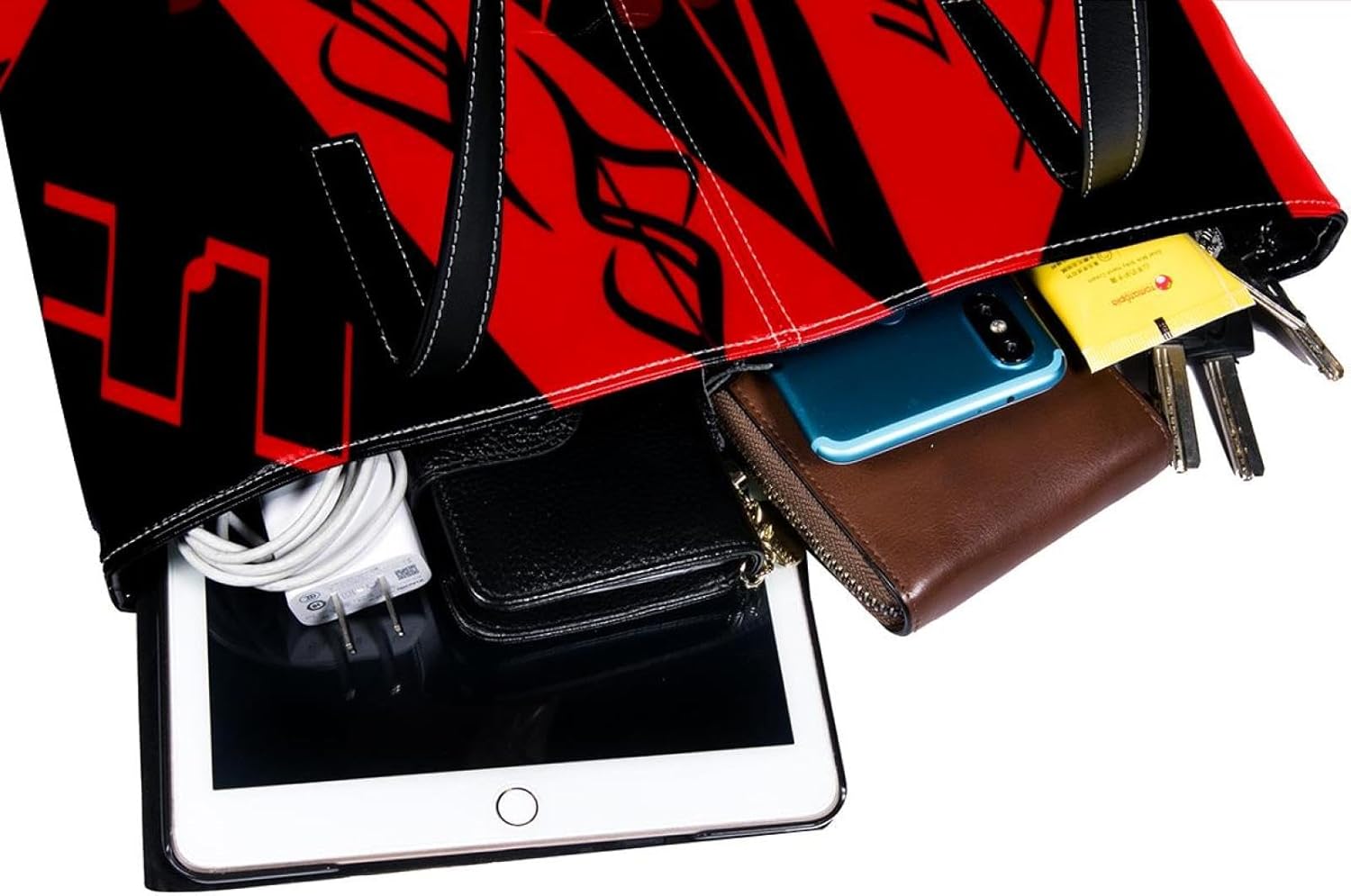 [YTYVAGT] 女性用財布、トートバッグ美学、レディーストートハンドバッグ,黒と赤のノート