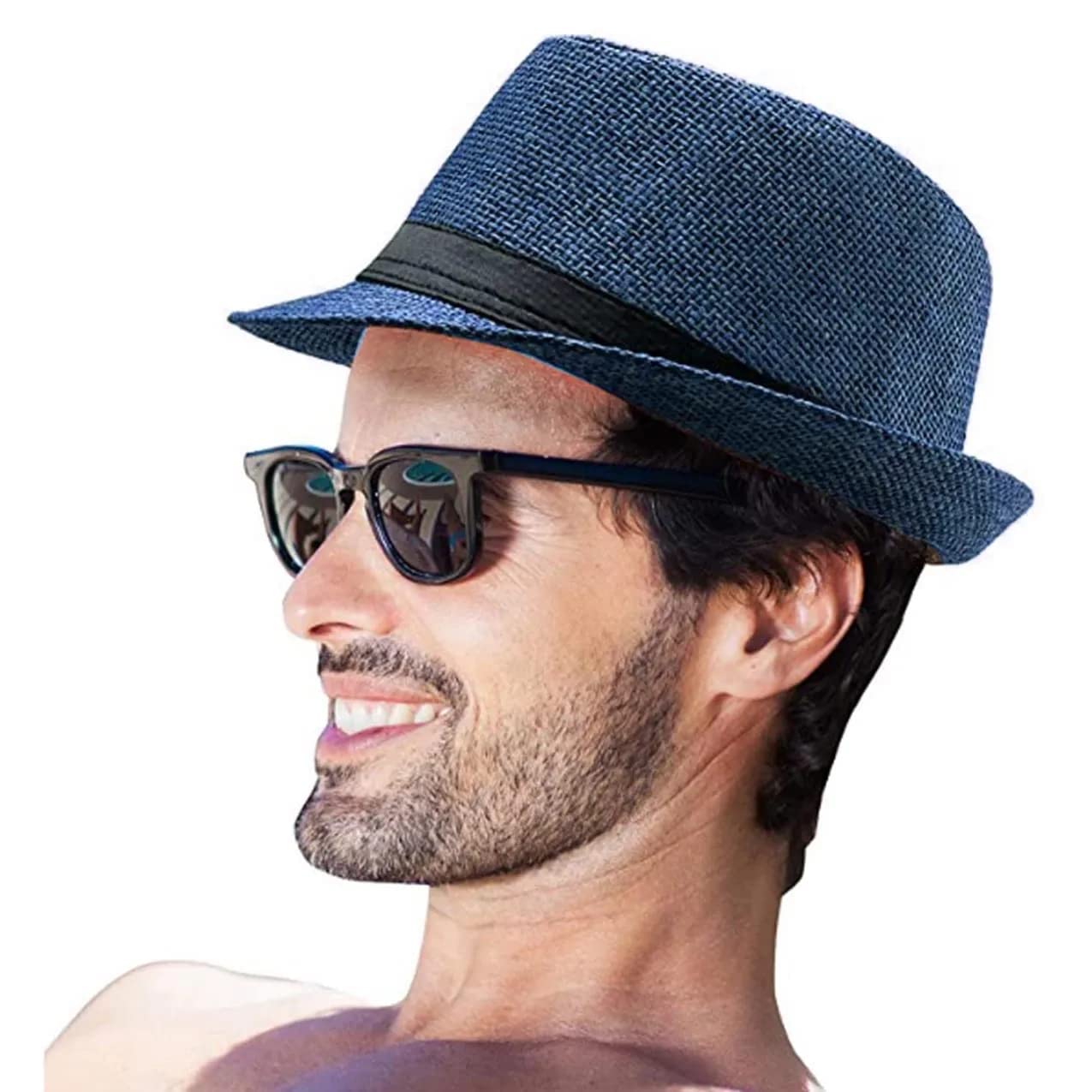 raaya Fedora Hat for Sun Protection Beach Hat for Men and Women (Free Size) 1Pcs Blue-picture-21