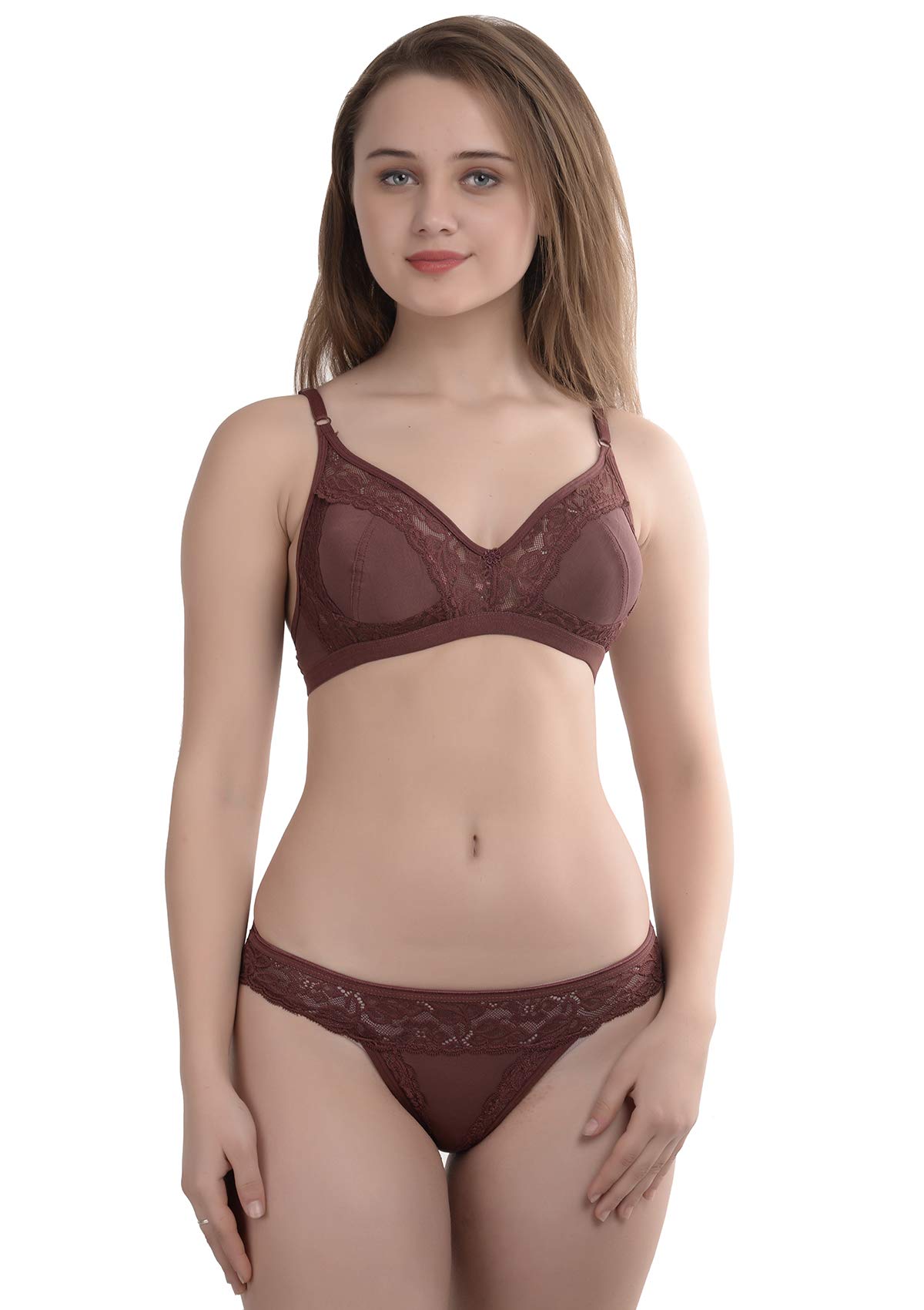 Women's Satin Embroidery Lace B-Cup Lingeire Set (Set of 1)-image-35