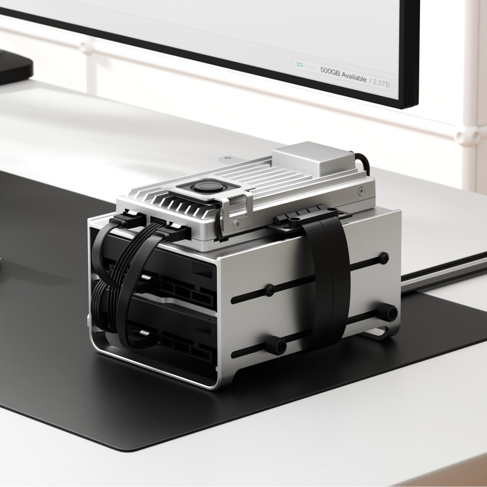 ZimaBoard Support HDD à 2 baies pour ZimaBoard 2, Support double disque dur 3,5" en alliage d’aluminium, Châssis NAS / Serveur domestique compact, Installation facile, Gestion des câbles optimisée