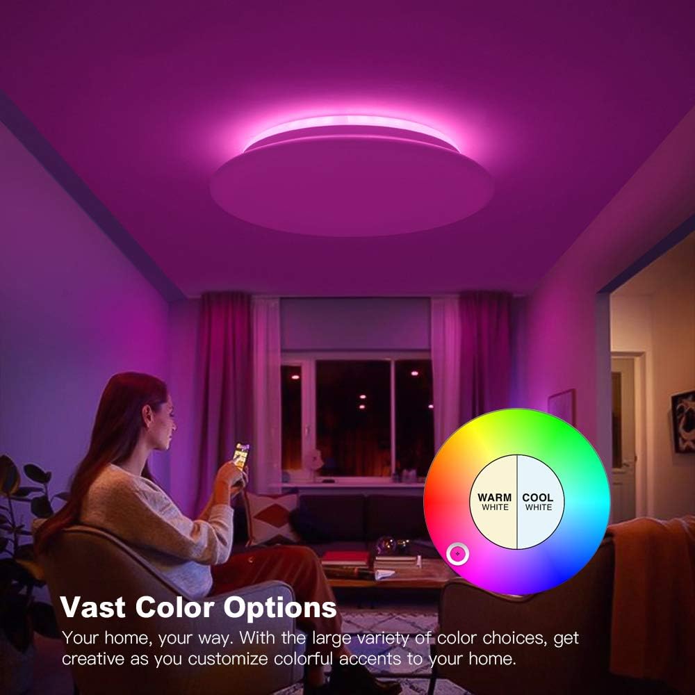 🔥 Flash Sale Bunpeon smart LED RGB ceiling light fixtures, compatible with Alexa, Google Home, 24W remote control, APP control, dimmable 2700-6500K RGB, Flush Mount , suitable for bedroom, living room and kitchen. Best Seller Bunpeon smart LED RGB ceiling light fixtures, compatible with Alexa, Google Home, 24W remote control, APP control, dimmable 2700-6500K RGB, Flush Mount , suitable for bedroom, living room and kitchen.