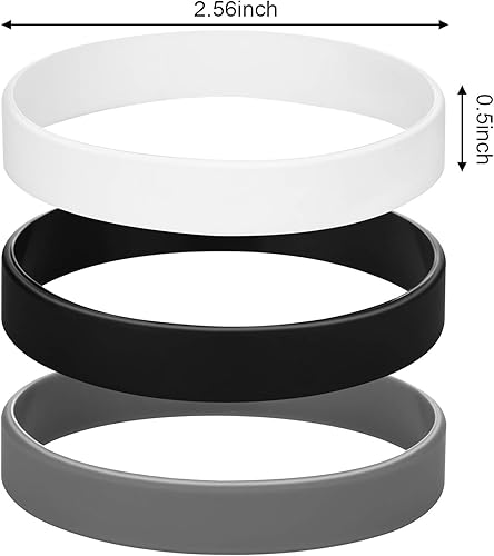 Miniatura 9 de JOVITEC 12 pulseras de goma, pulseras de silicona de color sólido, paquete múltiple de pulseras en blanco para eventos, bandas de goma para fiestas