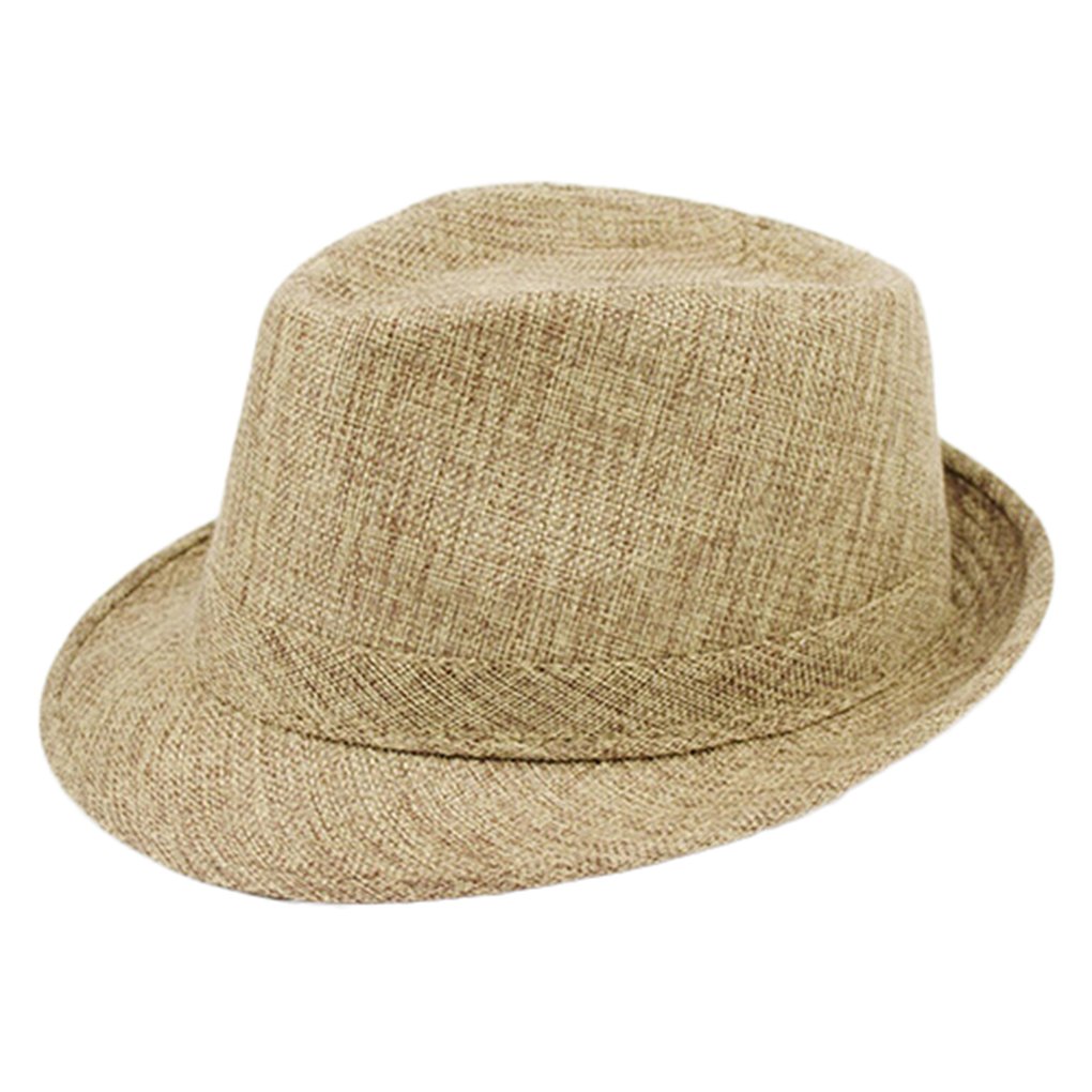 Gemini_mall Men's Khaki Gemini_mall® Wo Trendy Fedora Trilby Hat Summer Sun Jazz Cap (Khaki)