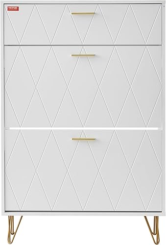 Miniatura 9 de VEVOR Armario de almacenamiento de zapatos para entrada, 31.5 pulgadas de profundidad x 9.4 pulgadas de ancho x 47.3 pulgadas de alto, blanco