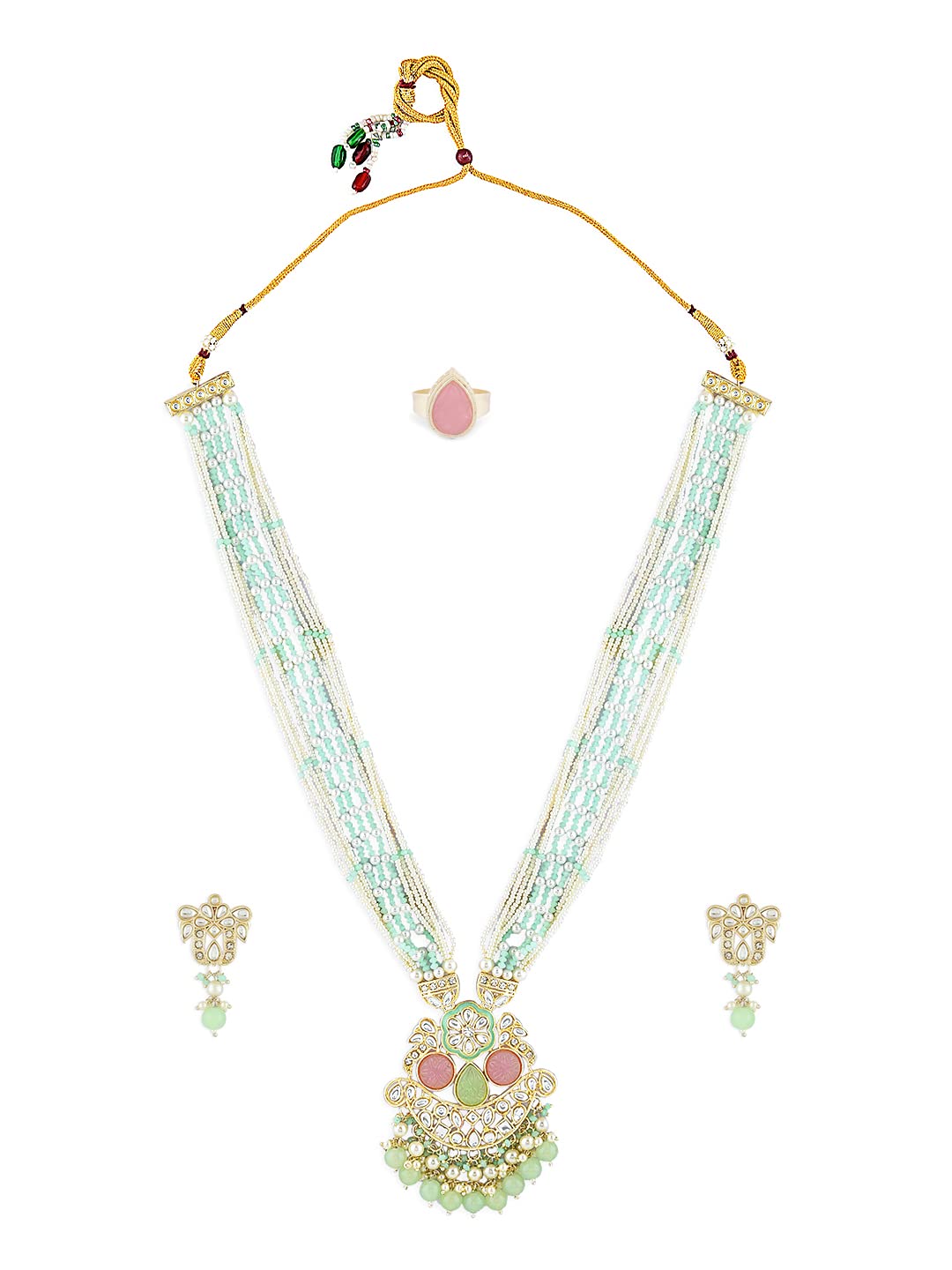 See full amazon price history chart for ZAVERI PEARLS Mint Green & Pink Multistrand Kundan Bridal Necklace Earring Ring Set For Women-ZPFK15903 ZAVERI PEARLS Mint Green & Pink Multistrand Kundan Bridal Necklace Earring Ring Set For Women-ZPFK15903 (B0C4TTRCJF) Amazon Price History, Amazon Price Tracker