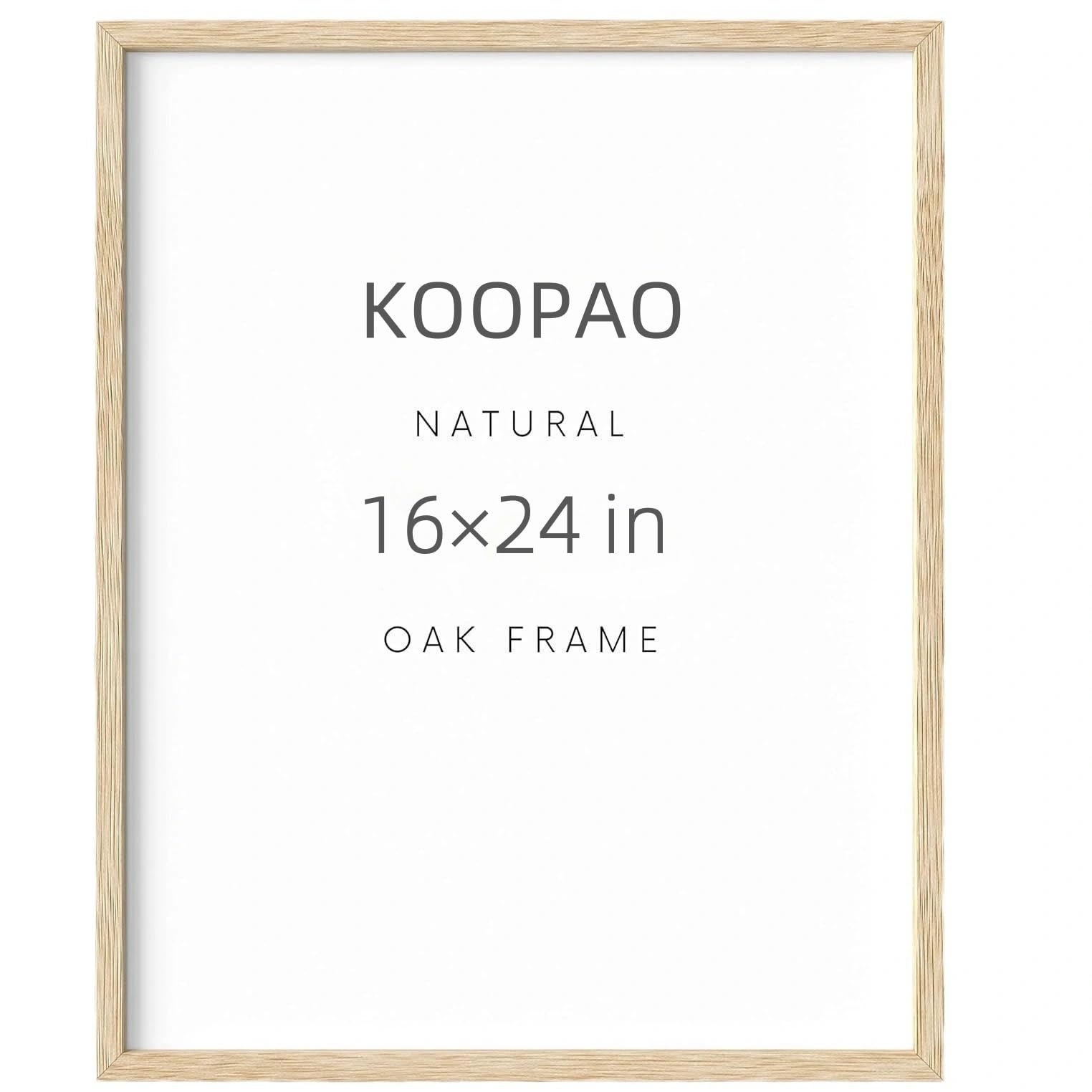 KOOPAO 1 Set of 16"x24" Oak Wood Picture Frames Natural Wood Color 16x24 inch Poster Frame for Wall Art Decor,16x24 in Poster Photo Wooden Frames,Hang Horizontal and Vertical 40.8 x 61.2cm Art Picture