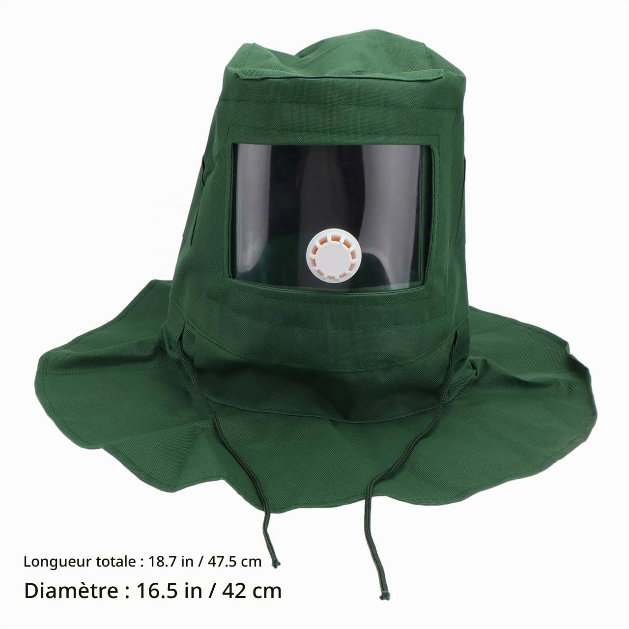 Hemobllo Cagoule de Sablage avec Visière Acrylique Transparente – Protection Anti-Poussière & Vent pour Ponçage, Polissage Léger et Dépoussiérage – pour Bricolage, Atelier et Professionnels (18,7 x 16