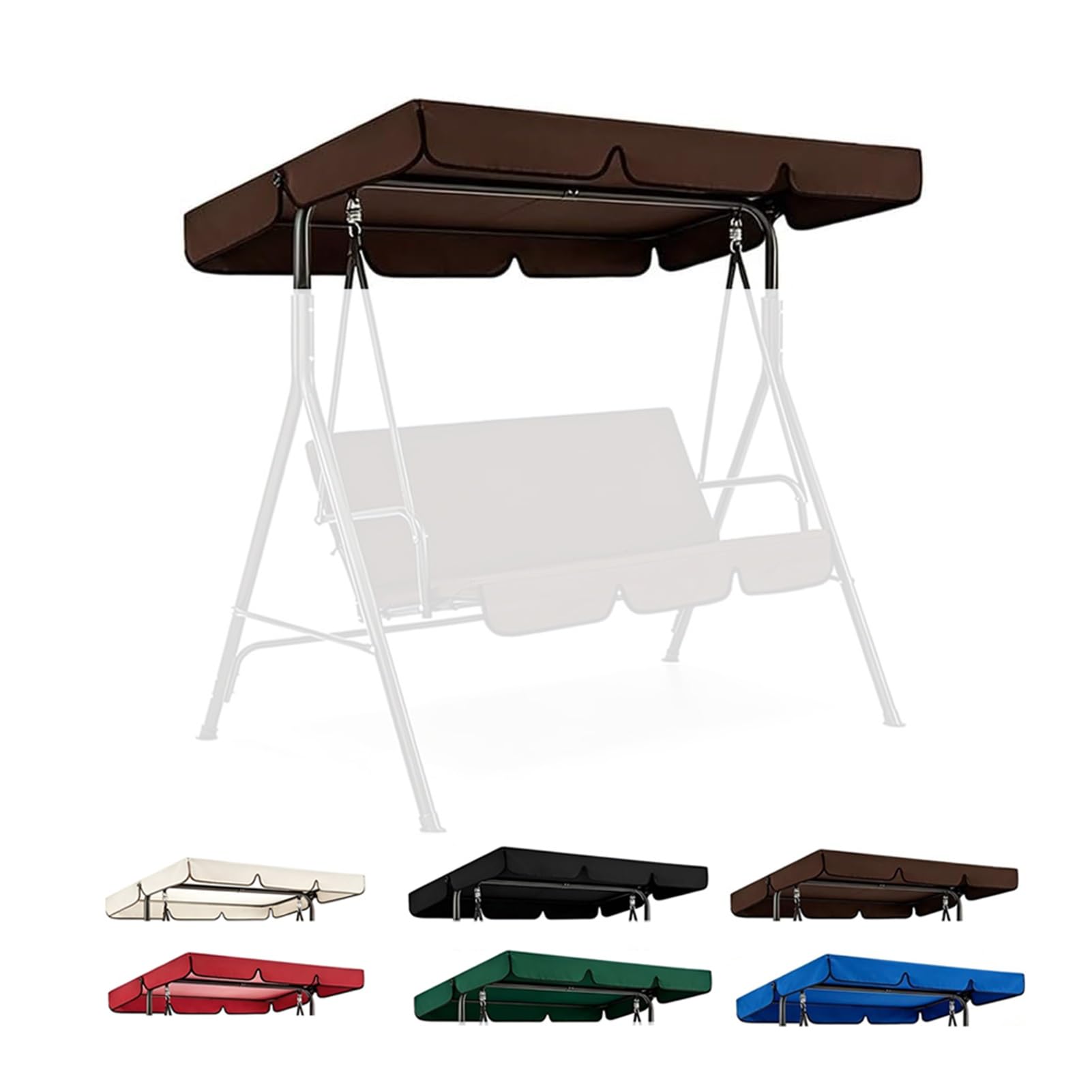 Kxwoq3ed Brown Garden Swing Chair Canopy Replacement, Waterproof Outdoor Patio Swing Canopy Cover, Sun Shade Awning Garden Hammock Top Cover(,190X132x15cm)