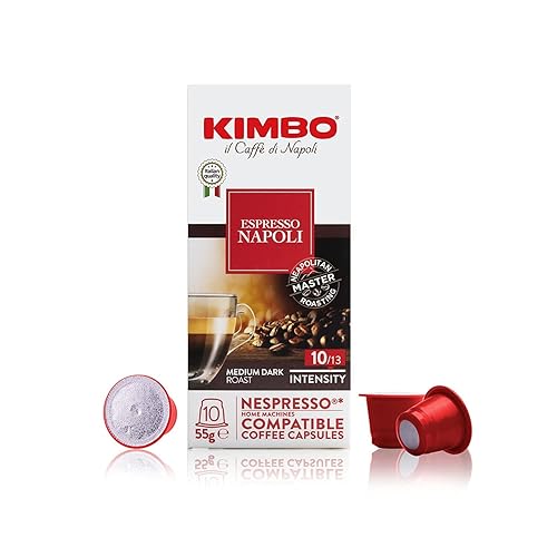Kimbo Espresso Napoli - Cápsulas de café compatibles con una sola porción, mezcladas y tostadas en Italia, tostado medio a oscuro con un sabor dulce