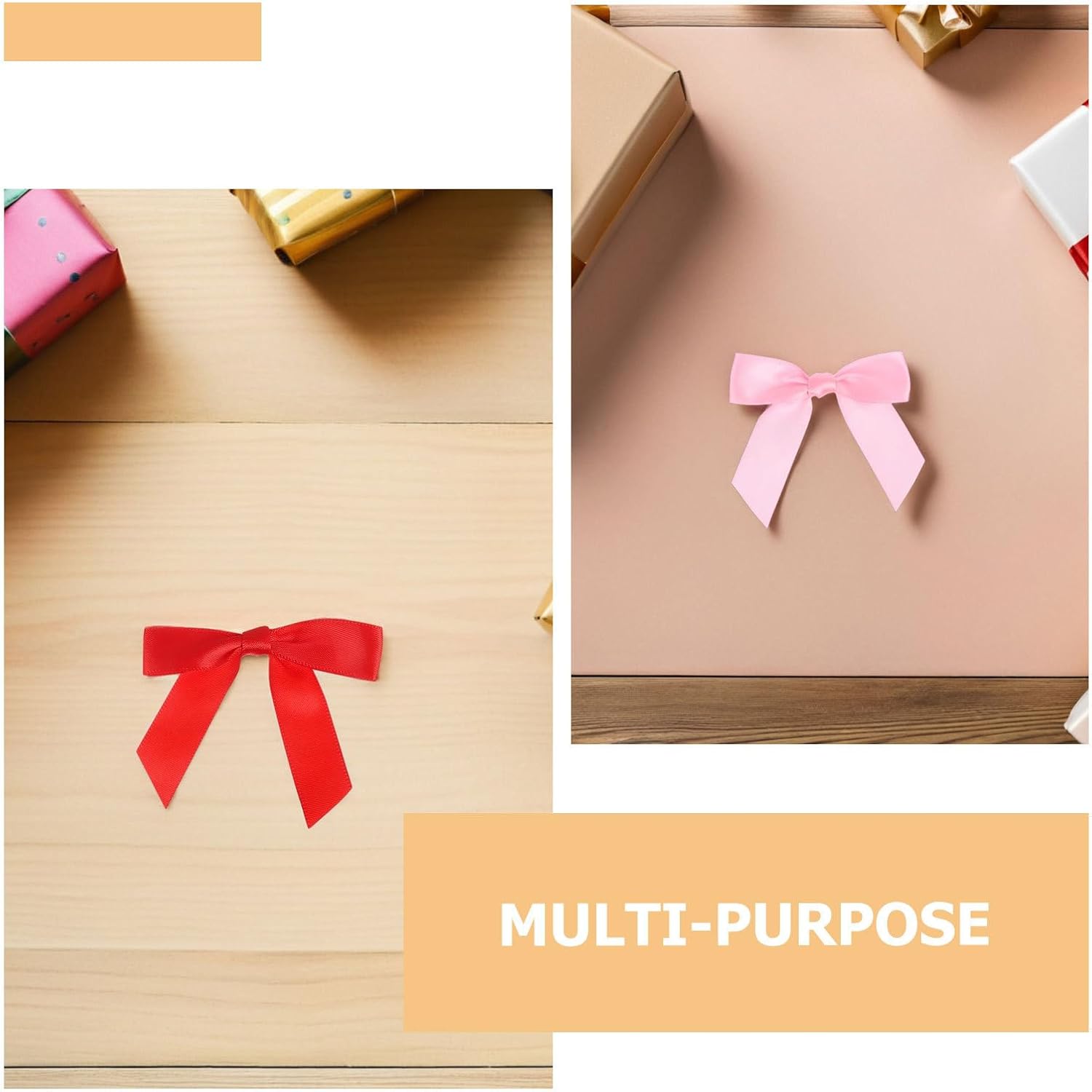 100pcs Pink Polyester Mini Craft Bows with Twist Ties image 3