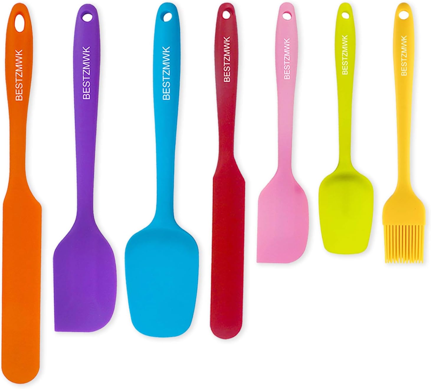 Silicone Spatula - 7 Spatulas Silicone Heat Resistant - Mini Rubber Spatula Set - Cooking Spatulas for Nonstick Cookware - Colorful Baking Kitchen Spatula Set - One Piece Design Spoon (Multicolor)