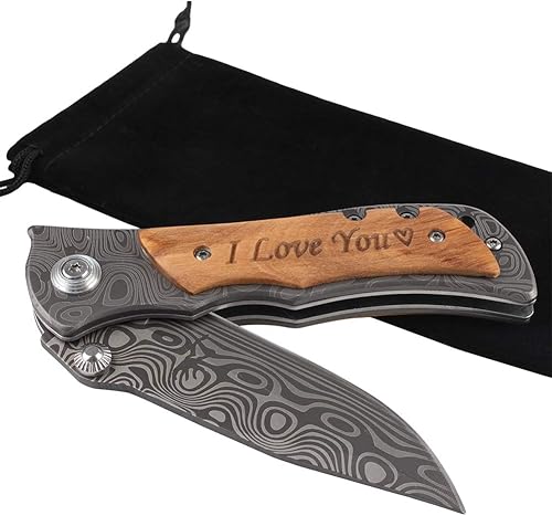 Miniatura 4 de Cuchillo de bolsillo grabado "I Love You", perfecto para cumpleaños de novio, cuchillo único para hombres