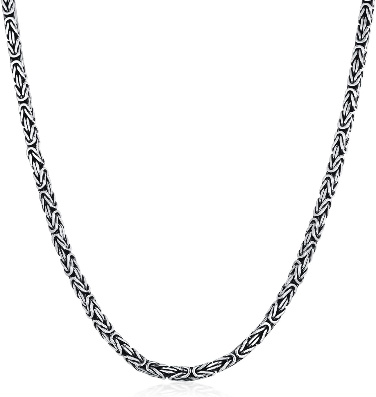 925 Sterling Silver Byzantine Chain 2.5MM Byzantine Link Chain Necklace Gift for Men Women 18, 20, 22, 24, 26 Inch
