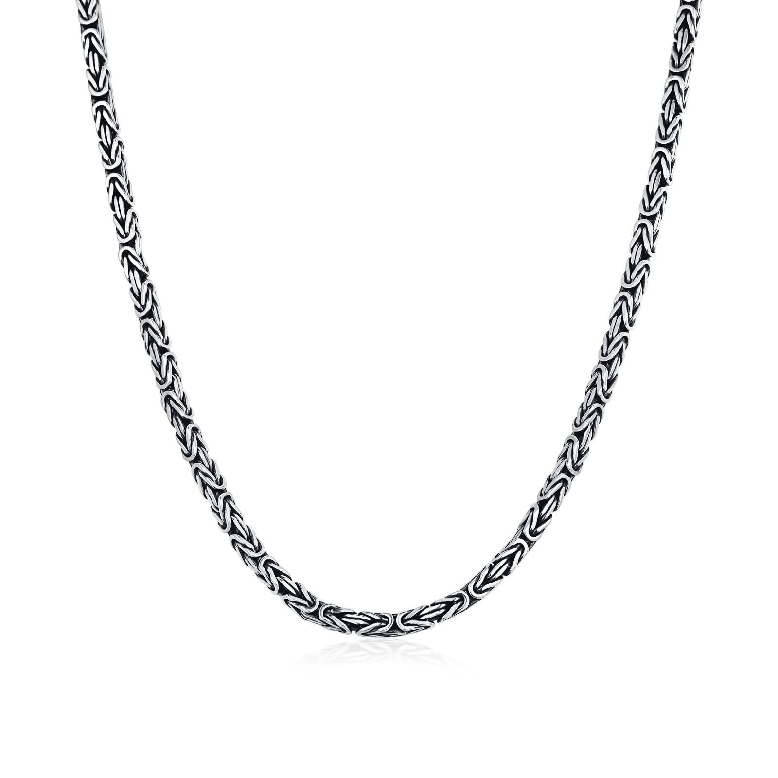 925 Sterling Silber Königskette 2.5 mm Byzantinische Gliederkette Halskette für Männer und Frauen