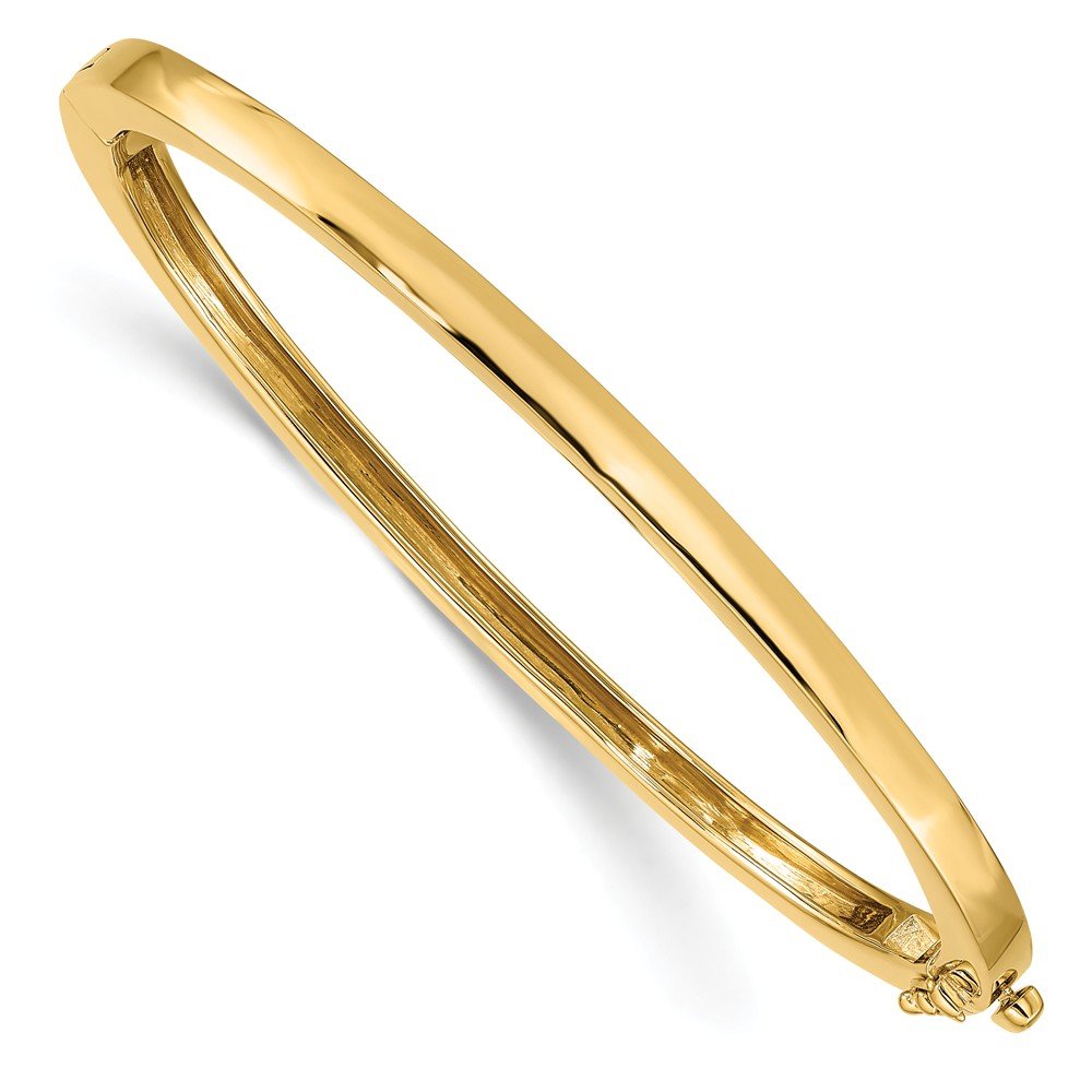 14k Yellow Gold 3 6mm Solid Hinged Bangle Cuff Bracelet 3 16