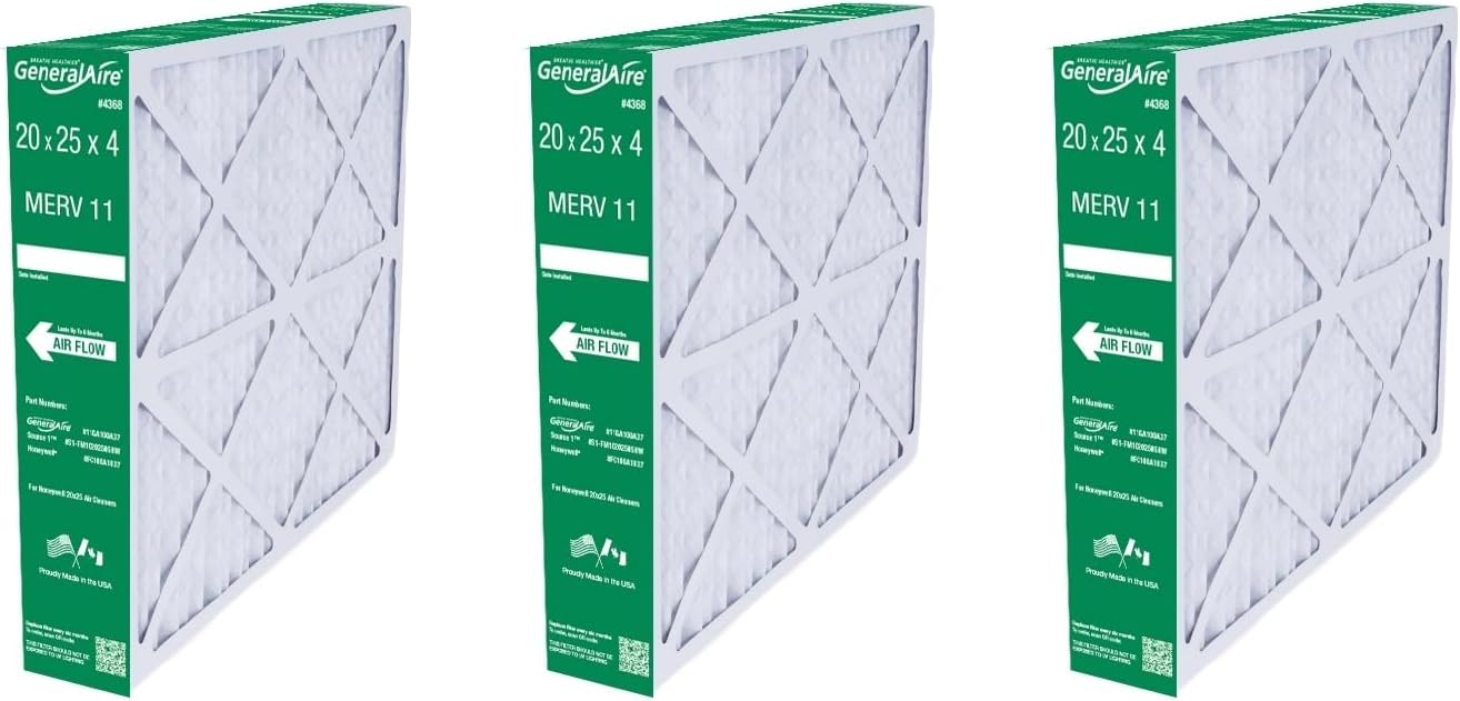 3-PK- Generalaire #4368-Replaces Honeywell FC100A1037-20"x 25" x 4.5" MERV 11 AirFilter