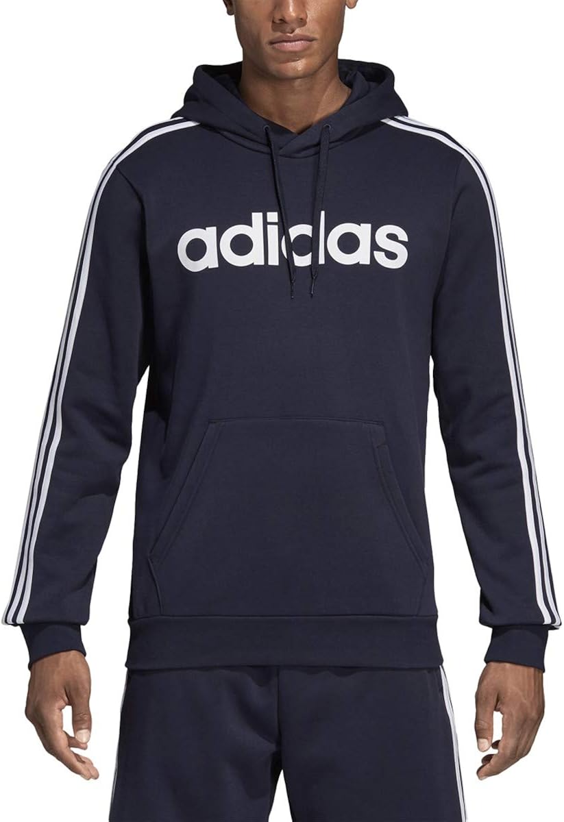 adidas Men's Essentials 3-Stripes Pullover Hoodie Legend Ink/White Small