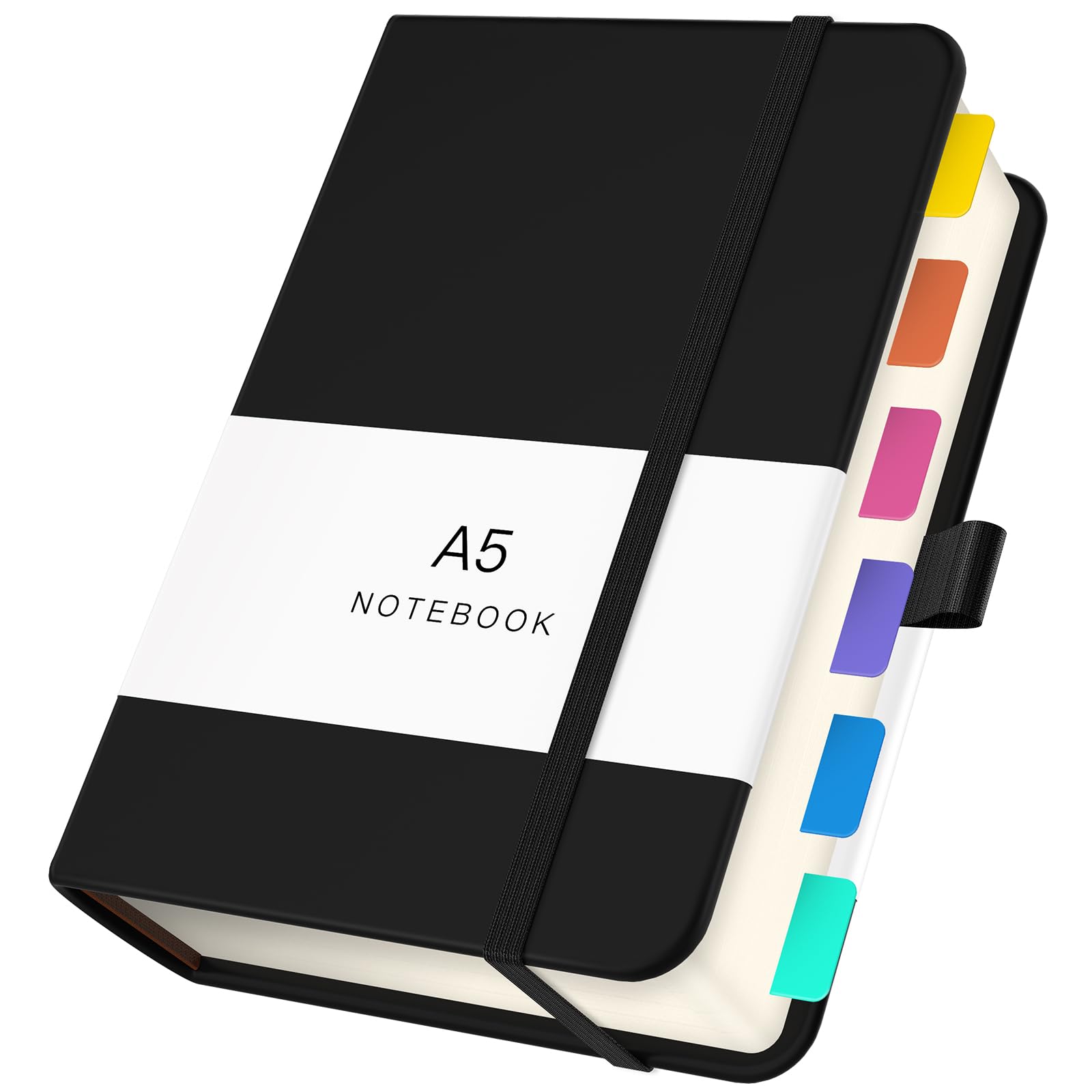 Taccuino A5 In Pelle PU - 360 Pagine Quadrettato, Copertina Rigida, Nero