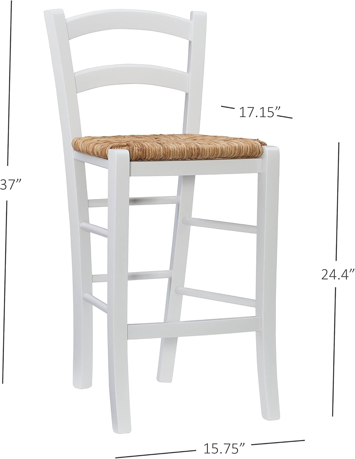 Linon 24" White Set of 2 Brasco Stool, Counter Height