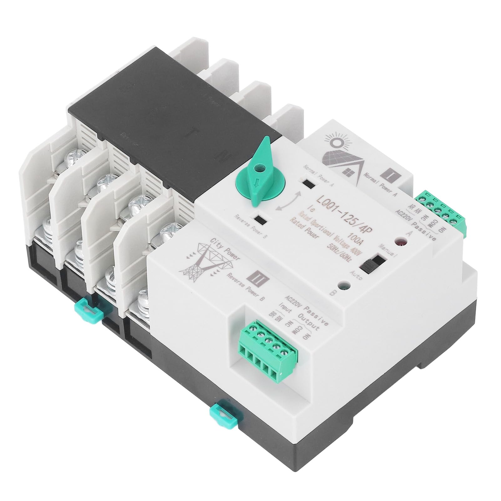 Interruptor Transferencia Automática 100A 4P 400V con Doble Fuente Alimentación para Solar PV Industrial y Uso Doméstico