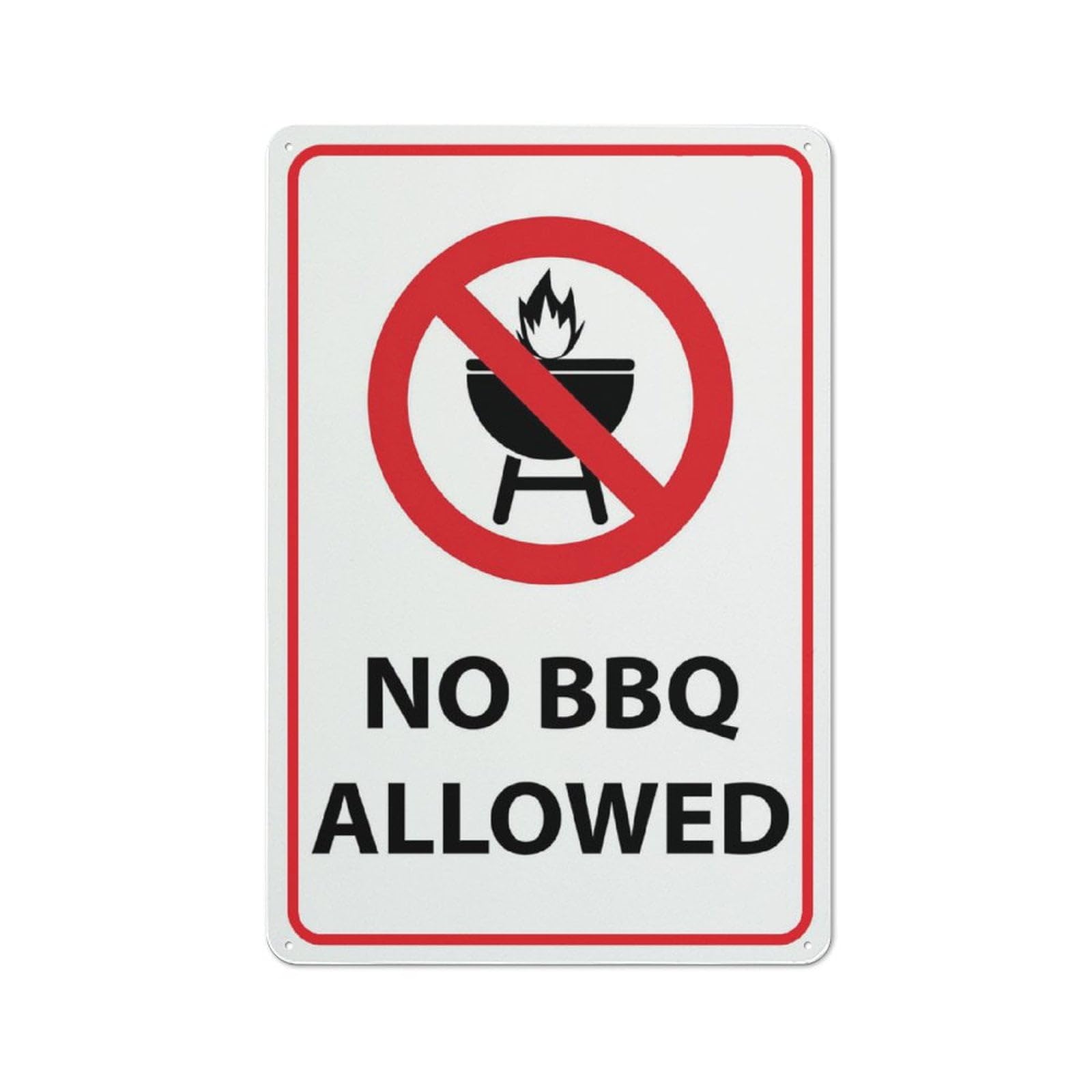 peiyeety No BBQ Allowed Sign Outdoor Metal Sign - 12x16 Inches Metal Signs for Business, Workplace, Office, Home, Delivery Signs, Road Signs, Garden Signs