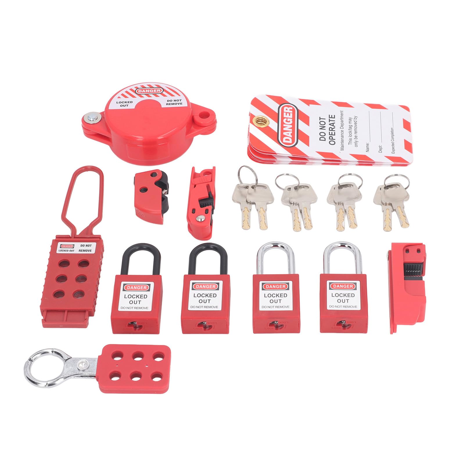 Safety Lockout Tagout Kit, 4 Padlocks, Circuit Breaker Locks with Hasp, Tags for Industrial Equip, Multifunctional Safety Lockout Padlocks Kit, Equipment