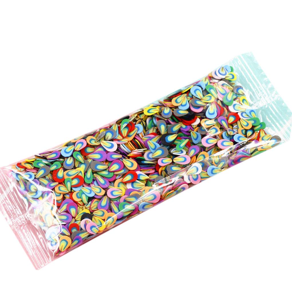 1000x/bag 3D Polymer Clay Nail Slices Star Cartoon Flower Fruit Feather Manicure Nail Art Decoration Stickers Feather,3-5mm