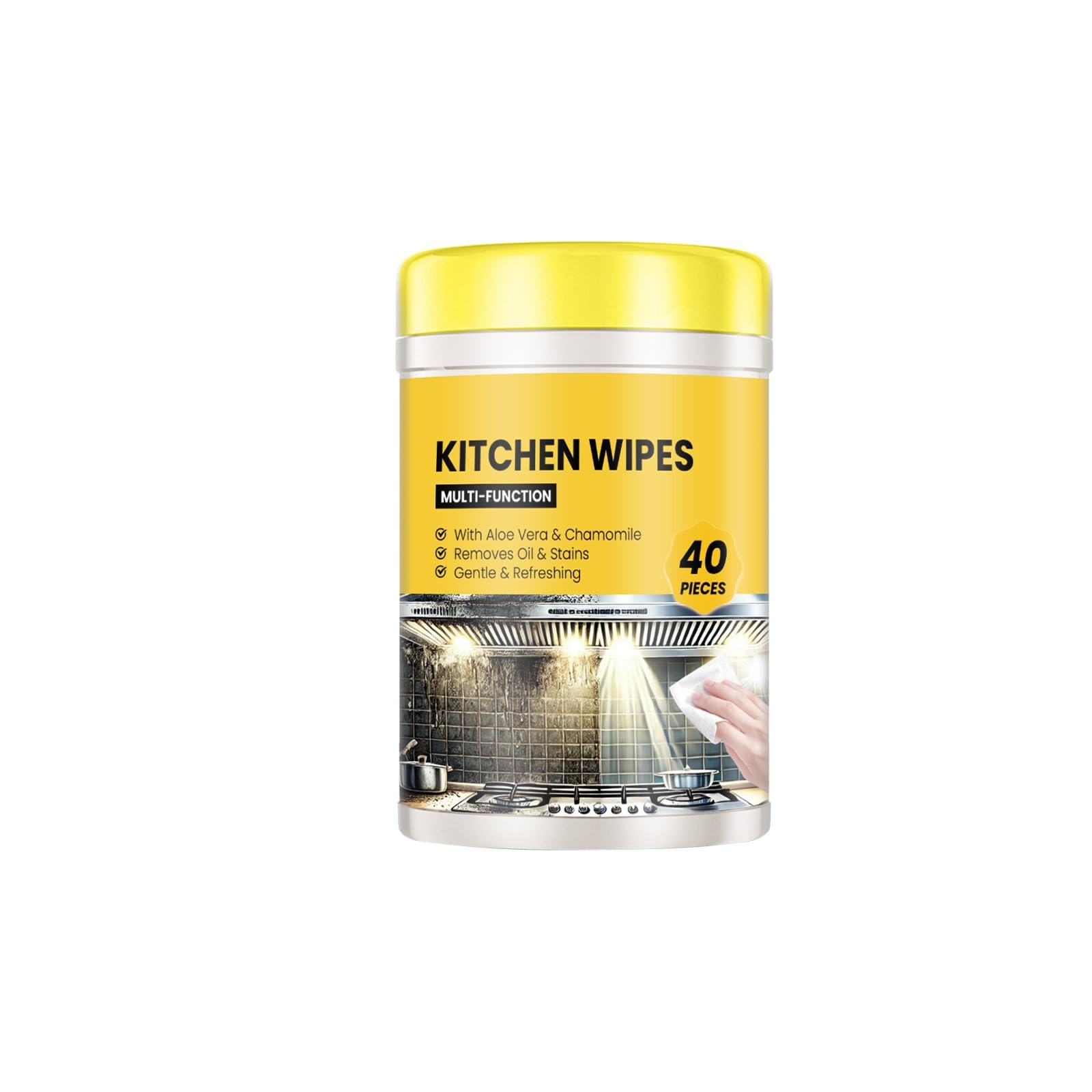 Toallitas húmedas de cocina, fuerte poder de limpieza para manchas de grasa, acción rápida, suave en el diseño ecológico desechable, paquete grande para uso diario DkY661 (amarillo, 12,7 x 8,2 x 8,2