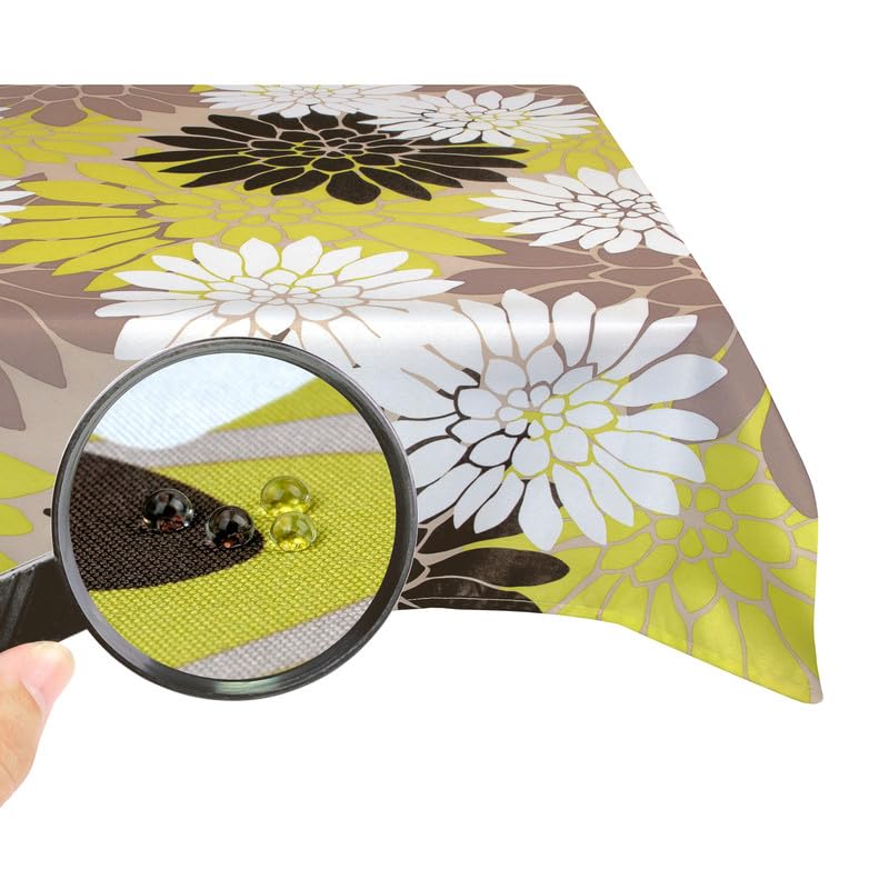 Valia Home Tischdecke mit Teflonbeschichtung für Innen- & Außenbereich Wasser- & Schmutzabweisend Dank verlässlichem Lotuseffekt - Blume 130 x 180 cm