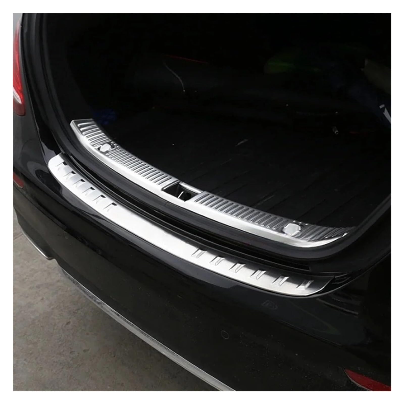 Zderzak tylny kompatybilny z Mercedes Benz 2016-17 E Klasa W213 E200 E300 Akcesoria Stal nierdzewna Wewnętrzna/Zewnętrzna Płyta Ochronna, 1 szt(ExternalBumper Plate)