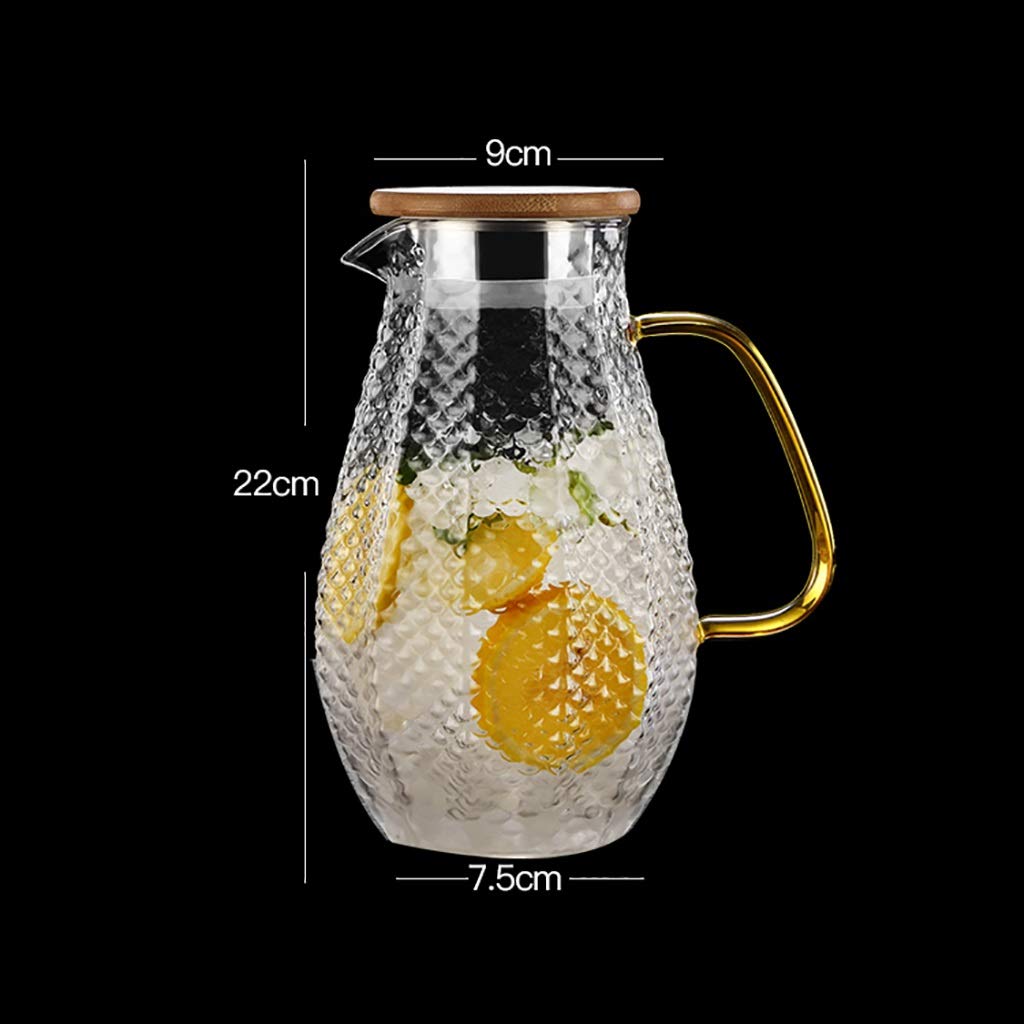 SLT La Jarra de Vidrio de borosilicato de Vidrio, Tapa de Acero Inoxidable, Agua Caliente y fría de la Jarra, Jarra de Hielo Bebidas Tetera Jugo Jar Limonada Jarra, 1600ml