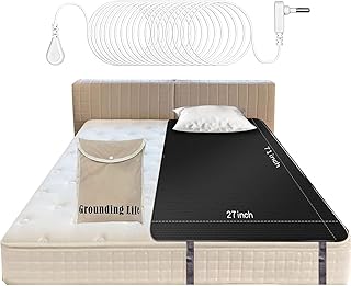 Grounding Mat for Sleeping, Conductive Grounding Mat with 2 Grounding Snaps and 16.4 Feet Cord, Grounding Sheet for Pain Relieving (27in * 71in)