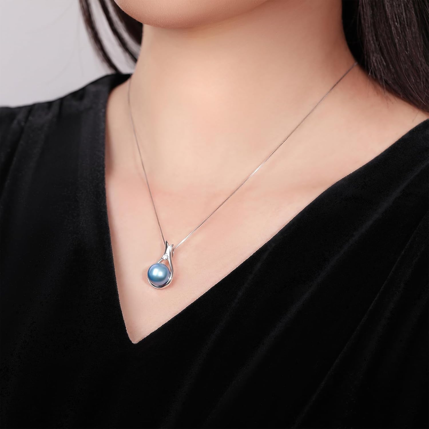 YAMI Tahitian/Akoya Pearl Necklace, 10-11mm Round Saltwater Cultured Pearl with 925 Sterling Silver Adjustable Chain, Mom, Wife - Luxury Jewelry Gift for Anniversary, Valentine's Day - Image 2