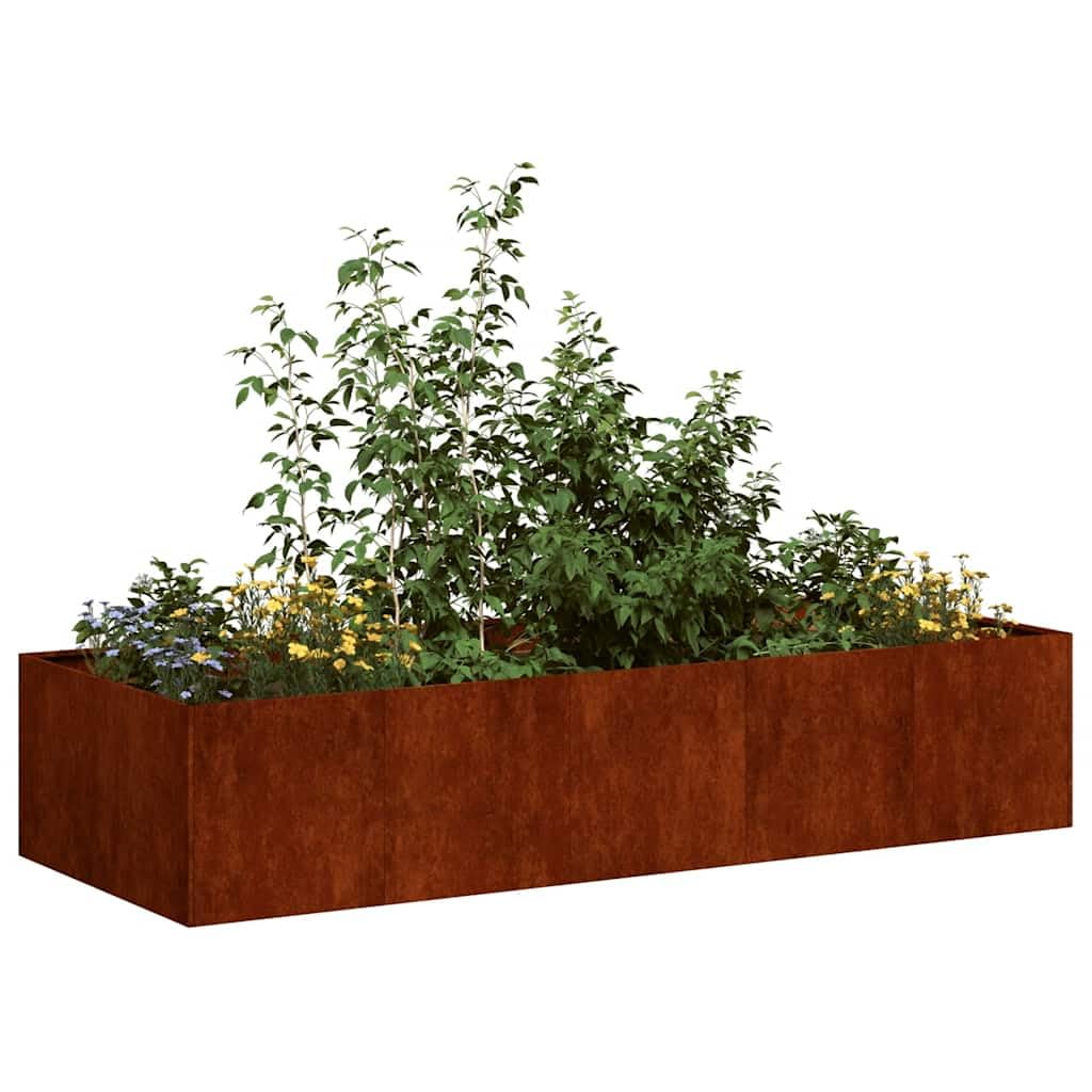Pflanzkübel Aus Wetterfestem Stahl, Hochbeete Für Garten Metall, Cortenstahl Blumenkasten 200x80x40 cm Für Gärten Und Terrassen