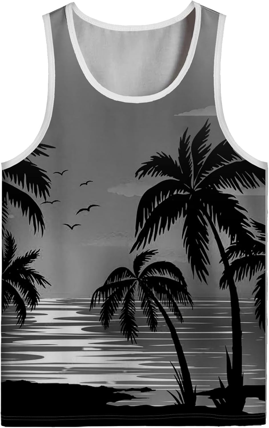 Mens Tank Tops Hawaiian Sleeveless Shirts Graphic Beach Coconut Tree Gym Tank Top - Image 2